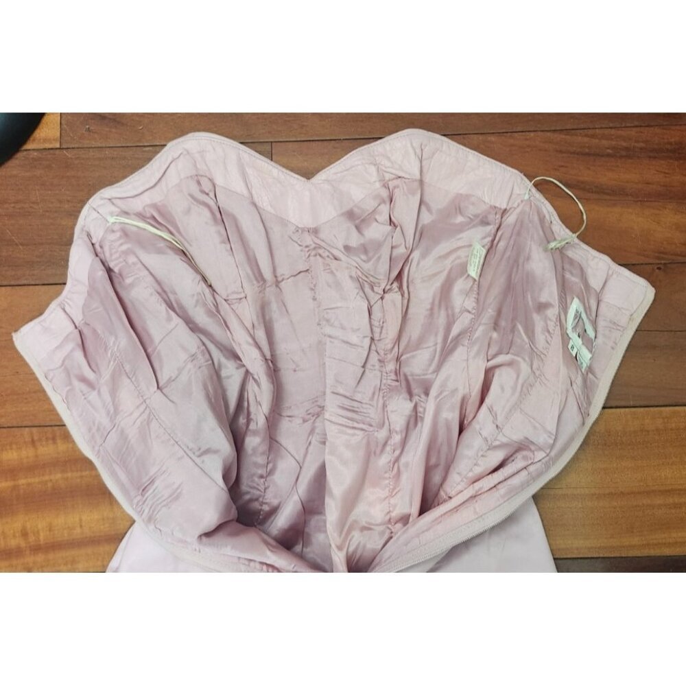 Vintage Pink Leather Strapless Dress Size 8 Mermaid Midi Genuine Leather USA - Picture 8 of 13